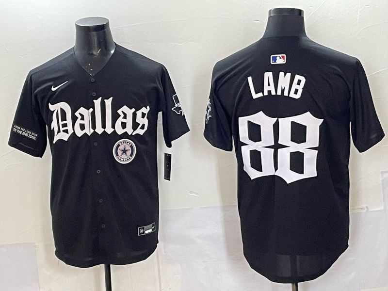 Men 2025 Nike Dallas Cowboys #88 Lamb Black 5th generation Joint Name Limited NFL Jersey 018